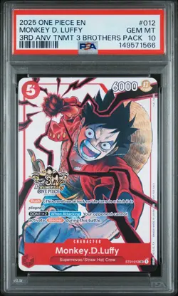 2025 ONE PIECE 3RD ANNIV TOURNAMENT 3 BROTHERS PACK #012 MONKEY D. LUFFY PSA 10 - Image 1