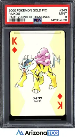 Pokemon 2000 Raikou 243 King Of Diamonds Gold Playing Card Japanese PSA 9 - Image 1