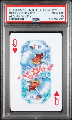 Queen Of Hearts Alolan Vulpix Center Sapporo Playing Cards Pokemon PSA 10 - Image 1