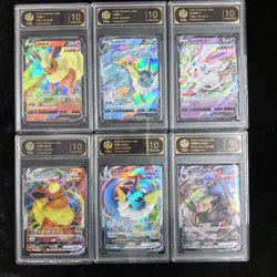 Pokemon S-chinese CSHC&CBB2C&CS4AC Eevee V & VMAX（6 card set）TOC Garded 9+ BW17 - Image 1