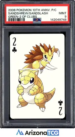 Pokemon 2006 Sandshrew/Sandslash 2 Green 10th Anniversary Playing Cards PSA 9 - Image 1