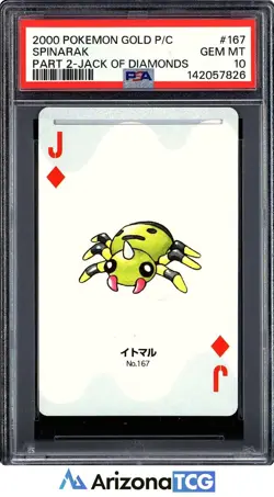 Pokemon 2000 Spinarak 167 Jack Of Diamonds Gold Playing Card Japanese PSA 10 - Image 1