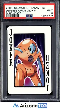 Pokemon 2006 Defense Forme Deoxys Joker Blue 10th Anniversary Playing Card PSA 9 - Image 1