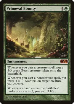 Primeval Bounty LP Magic 2014 Core Green Enchantment Mtg Magic English Regular - Image 1
