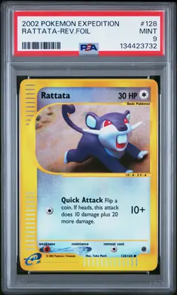 2002 Pokemon Expedition #128 Rattata-Rev.Foil PSA 9 - Image 1