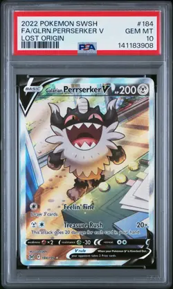 2022 POKEMON SWORD & SHIELD LOST ORIGIN FULL ART/GALARIAN PERRSERKER V PSA 10 - Image 1