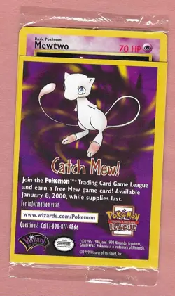 NEW SEALED 1999 Pokemon WB First Movie Black Star Promo Mewtwo WOTC #3 - Image 1