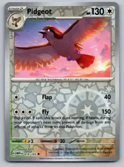 Pidgeot 018/165 Uncommon 151 Pokemon Reverse Holo Near Mint - Image 1