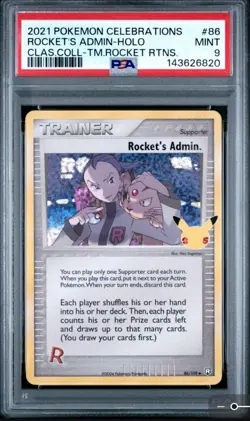 2021 Pokemon Celebrations Classic Team Rocket Returns Rocket's Admin Holo PSA 9 - Image 1