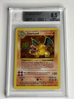 1999 Pokemon Base Set Shadowless Charizard Holo BGS 8.5 - Image 3