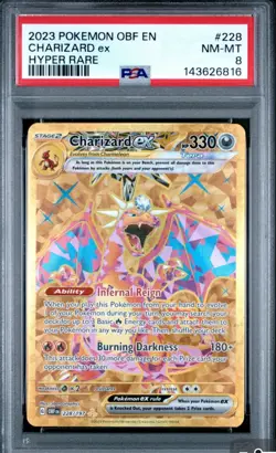 2023 POKEMON OBF EN-OBSIDIAN FLAMES HYPER RARE #228 CHARIZARD EX PSA 8 - Image 1
