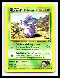 💥 Giovanni's Nidoran Gym Challenge Set Pokemon 2000 Vintage # 76/132 - Non Holo - Image 1