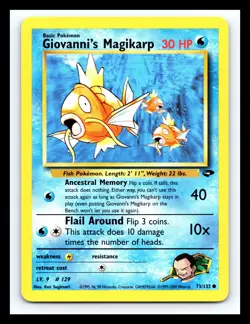 💥 Giovanni's Magikarp Gym Challenge Non Holo # 73/132 Pokemon 2000 Vintage - Image 1