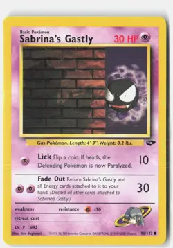 Sabrina's Gastly 96/132 Common Gym Challenge Pokemon Unlimited Near Mint - Image 1