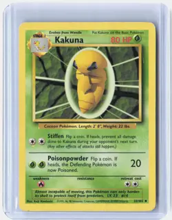 Kakuna 33/102 Uncommon Base Set Unlimited Pokemon Lightly Played - Image 1