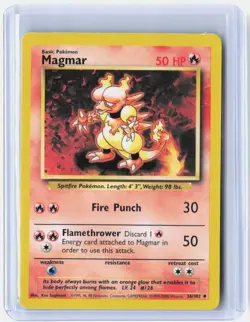 Magmar 36/102 Uncommon Base Set Unlimited Pokemon Lightly Played - Image 1