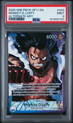 2025 One Piece OP11 En Monkey D Luffy Alternate Art #040 PSA 9 Mint - Image 1