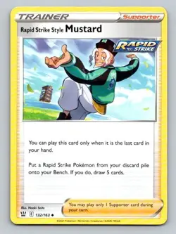 2021 Pokemon Card Battle Styles Rapid Strike Style Mustard 132/163 - Image 1