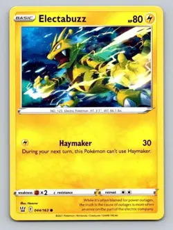2021 Pokemon Card Battle Styles Electabuzz 44/163 - Image 1