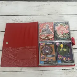 Vintage Pokemon Pikachu Card Binder 4-Pocket Red 1999 w/ Vtg Topps Card Lot - Image 2