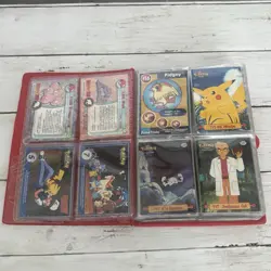 Vintage Pokemon Pikachu Card Binder 4-Pocket Red 1999 w/ Vtg Topps Card Lot - Image 3