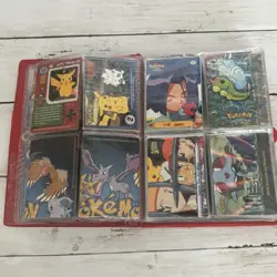 Vintage Pokemon Pikachu Card Binder 4-Pocket Red 1999 w/ Vtg Topps Card Lot - Image 4