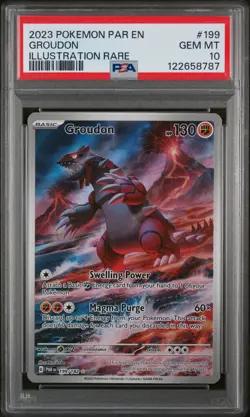 Groudon 2023 Pokemon Par EN-Paradox Rift #199 Illustration Rare PSA 10 - Image 1