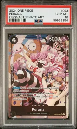 One Piece TCG Perona (093) (Alternate Art) - Wings of the Captain (OP06) PSA 10 - Image 1