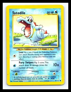 💥 Totodile Pokemon 2000 Neo Genesis Non Holo Foil Vintage Card # 81/111 - Image 1