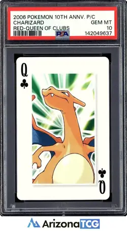Pokemon 2006 Charizard Red Queen Of Clubs 10th Anniversary Playing Card PSA 10 - Image 1