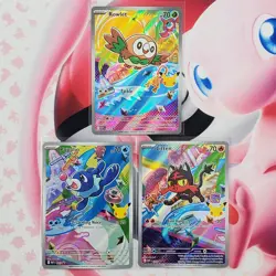 Rowlett 043 + Litten 044 + Popplio 045 - First Partner Pokemon Cards #L549 - Image 1