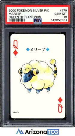 Pokemon 2000 Mareep 179 Queen Of Diamonds Silver Playing Card Japanese PSA 10 - Image 1