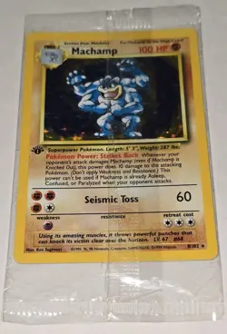 Pokemon Rare New Factory Sealed 1st Edition Holo Foil MACHAMP Pokemon Card 8/102 - Image 3