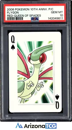 Pokemon 2006 Flygon Red Queen Of Spades Pokemon 10th Annv. Playing Card PSA 10 - Image 1