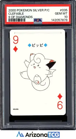Pokemon 2000 Clefairy 035 9 Of Diamonds Silver Playing Card Japanese PSA 10 - Image 1