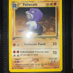 2001 Pokemon Neo Discovery 1st Edition Poliwrath 28/75 Non-Holo LP - Image 1