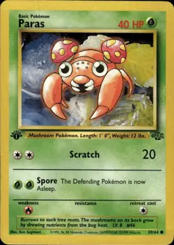 Pokemon Jungle First Edition #59/64 Paras Lightly played - Image 1