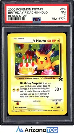 Pokemon 2000 Birthday Pikachu 24 Holo Black Star Promo PSA 7 - Image 1