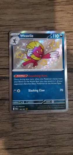 Pokemon Weavile 183/091 Ultra Rare Shiny Holo Paldean Fates SV - Image 1