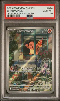 2023 POKEMON EN-SV OBSIDIAN FLAMES ETB BLACK STAR PROMO #044 CHARMANDER PSA 10 - Image 1