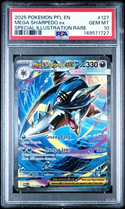 2025 POKEMON PHANTASMAL FLAMES SPECIAL ILLUSTRATION RARE MEGA SHARPEDO EX PSA 10 - Image 1