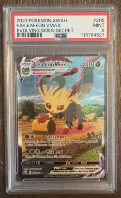 2021 POKEMON SWORD & SHIELD EVOLVING SKIES SECRET FULL ART/LEAFEON VMAX PSA 9 - Image 1