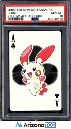 Pokemon 2006 Plusle Ace Of Clubs Yellow 10th Annv. Playing Card GEM MINT PSA 10 - Image 1
