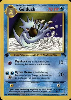 Pokemon Fossil First Edition #35/62 Golduck Lightly played - Image 1
