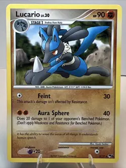 CREASED Lucario 2/17 Regular/Non-Holo POP Series 6 AUTHENTIC Pokemon Card - Image 1