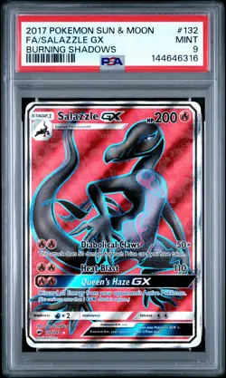 2017 Pokemon Sun & Moon Burning Shadows #132 Fa/Salazzle Gx PSA 9 - Image 1