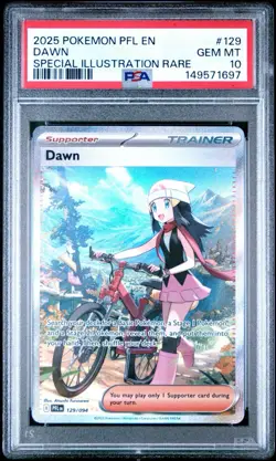 2025 POKEMON PFL EN-PHANTASMAL FLAMES SPECIAL ILLUSTRATION RARE #129 DAWN PSA 10 - Image 1