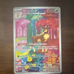 Pokemon Sawsbuck 166/162 SV05: Temporal Forces Illustration Rare Full Art Holo - Image 1