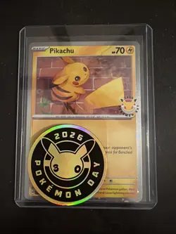 Pikachu 051 /162 Stamped 2026 Pokemon Day 30 Promo TCG With Coin - Image 1