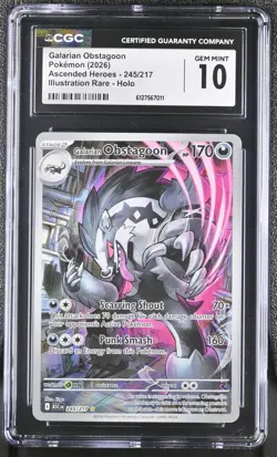 CGC 10 Galarian Obstagoon 245/217 Illustration Rare Pokemon Ascended Heroes 2026 - Image 1